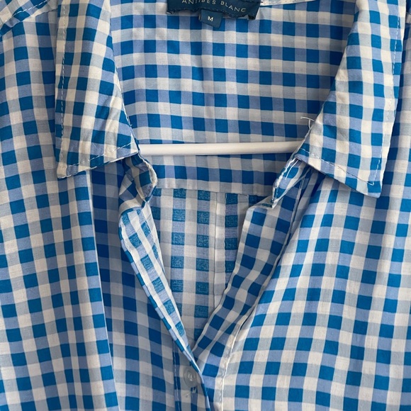 Antibes blanc Blue checkered sleeveless shirt, M - Picture 3 of 4
